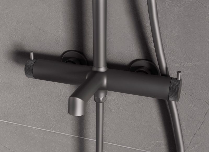 Душевая стойка Vincea Rim VSFS-2RM1GM, вороненая сталь