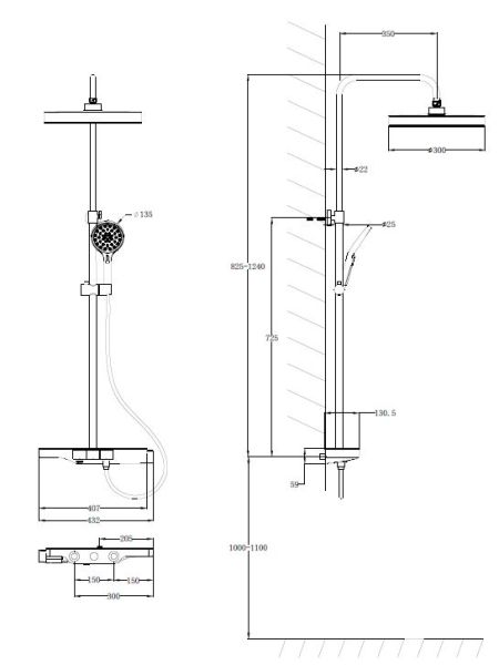 Душевая стойка Vincea Inspire VSFS-3I12TGM термостатическая, вороненая сталь