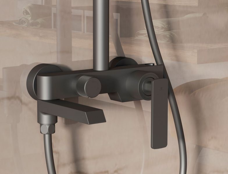 Душевая стойка Vincea VSFS-413GM, вороненая сталь