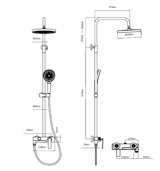 Душевая стойка Vincea VSFS-413MB, черный