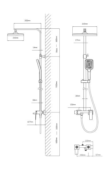 Душевая стойка Vincea Dice VSFS-4C12GM, вороненая сталь
