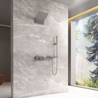 Душевой комплект Vincea Futura VSFW-2F11TGM термостатический встраиваемый, трехрежимный, вороненая сталь Душевой комплект Vincea Futura VSFW-2F11TGM термостатический встраиваемый, трехрежимный, вороненая сталь