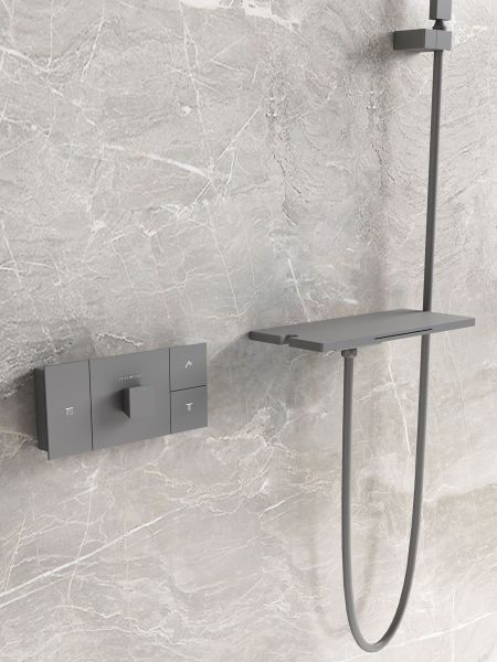 Душевой комплект Vincea Futura VSFW-2F11TGM термостатический встраиваемый, трехрежимный, вороненая сталь