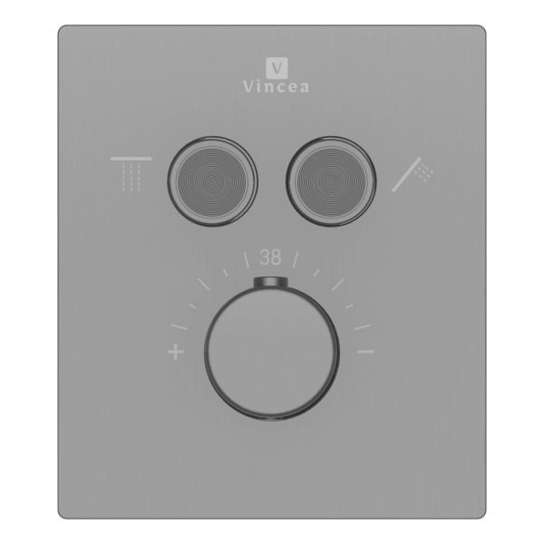 Душевой комплект Vincea Inspire VSFW-3I21MT2RGM встраиваемый, термостатический, двухрежимный, вороненая сталь