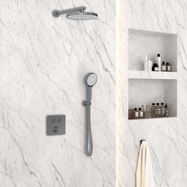 Душевой комплект Vincea VSFW-4212GM встраиваемый, двухрежимный, вороненая сталь