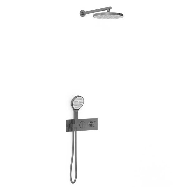 Душевой комплект Vincea VSFW-422T2GM встраиваемый, термостатический, двухрежимный, вороненая сталь Душевой комплект Vincea VSFW-422T2GM встраиваемый, термостатический, двухрежимный, вороненая сталь
