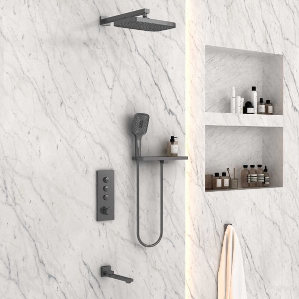 Душевой комплект Vincea VSFW-431T1RGM встраиваемый, термостатический, трехрежимный, вороненая сталь Душевой комплект Vincea VSFW-431T1RGM встраиваемый, термостатический, трехрежимный, вороненая сталь