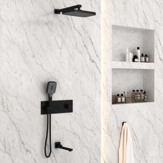 Душевой комплект Vincea VSFW-432T1MB встраиваемый, трехрежимный, термостатический, черный