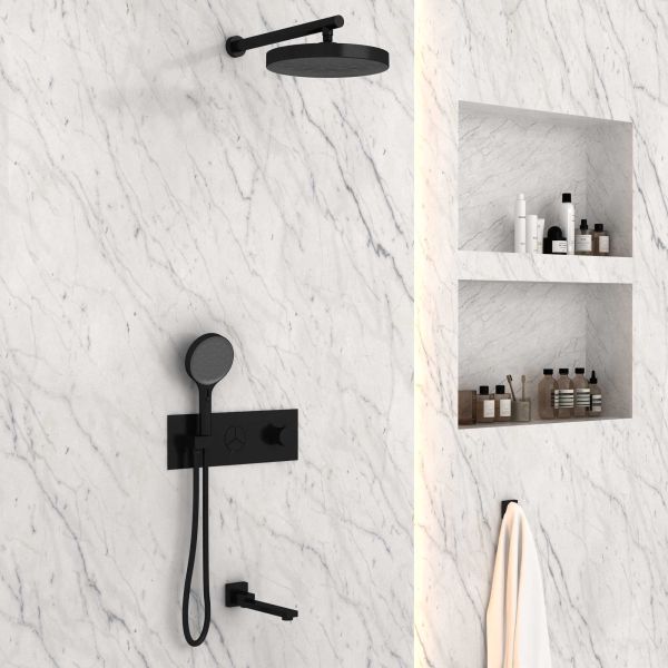 Душевой комплект Vincea VSFW-432TI2MB встраиваемый, трехрежимный, термостатический, черный Душевой комплект Vincea VSFW-432TI2MB встраиваемый, трехрежимный, термостатический, черный