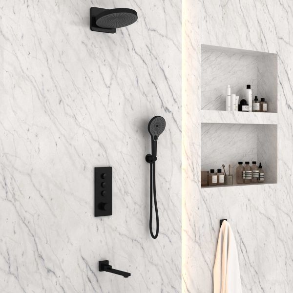 Душевой комплект Vincea VSFW-433TI1MB встраиваемый, термостатический, трехрежимный, черный Душевой комплект Vincea VSFW-433TI1MB встраиваемый, термостатический, трехрежимный, черный