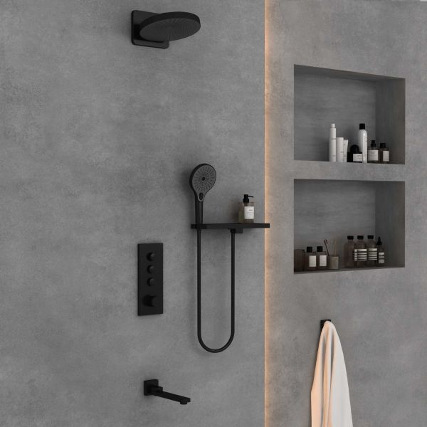 Душевой комплект Vincea VSFW-433TI1RMB встраиваемый, термостатический, трехрежимный, черный