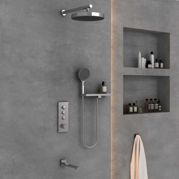 Душевой комплект Vincea VSFW-433TI2RCH встраиваемый, термостатический, трехрежимный, хром