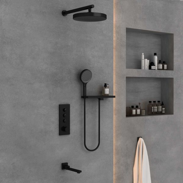 Душевой комплект Vincea VSFW-433TI2RGM встраиваемый, термостатический, трехрежимный, вороненая сталь Душевой комплект Vincea VSFW-433TI2RGM встраиваемый, термостатический, трехрежимный, вороненая сталь