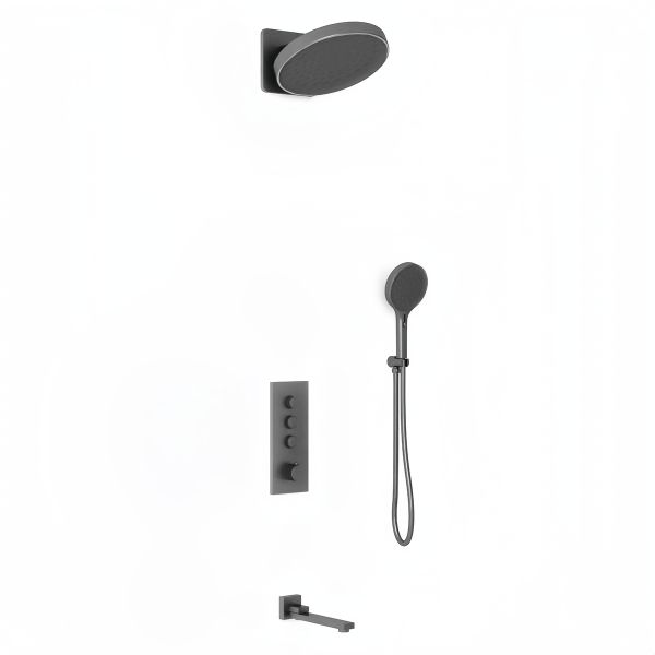 Душевой комплект Vincea VSFW-433TI3GM встраиваемый, термостатический, трехрежимный, вороненая сталь
