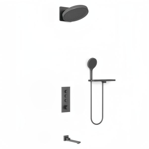 Душевой комплект Vincea VSFW-433TI3RGM встраиваемый, термостатический, трехрежимный, вороненая сталь Душевой комплект Vincea VSFW-433TI3RGM встраиваемый, термостатический, трехрежимный, вороненая сталь
