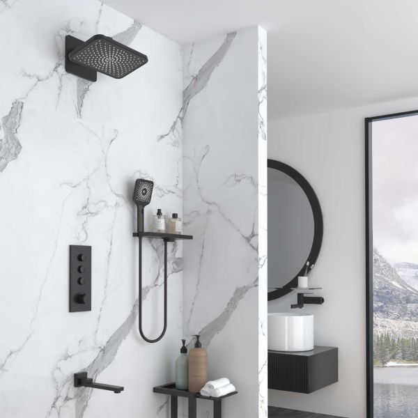 Душевой комплект Vincea VSFW-433TI4RMB встраиваемый, термостатический, трехрежимный, черный Душевой комплект Vincea VSFW-433TI4RMB встраиваемый, термостатический, трехрежимный, черный