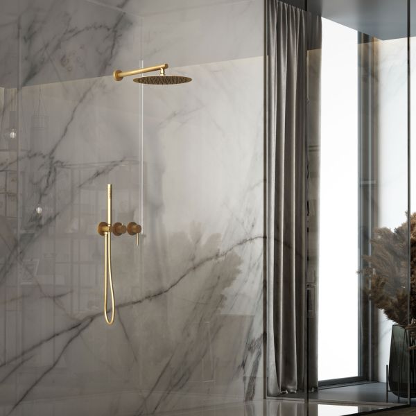 Душевой комплект Vincea Groove VSFW-4G01BG4 встраиваемый, двухрежимный, брашированное золото