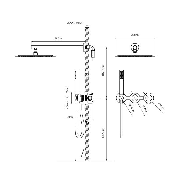 Душевой комплект Vincea Groove VSFW-4G01BN встраиваемый, двухрежимный, брашированный никель