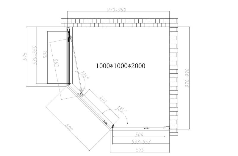 Душевой уголок Show VSP1-4SH100CLB, 1000*1000, черный, стекло прозрачное