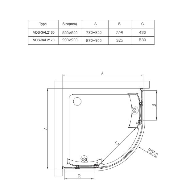 Душевой уголок Vincea Alpha VSQ-3AL800CL  80x80 см
