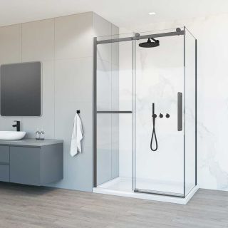 Душевой уголок Vincea Como Soft VSR-1CS1013CLGM, 1300*1000, вороненая сталь, стекло прозрачное