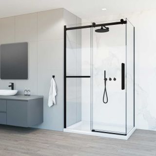 Душевой уголок Vincea Como Soft VSR-1CS8011CLB, 1100*800, черный, стекло прозрачное