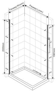 Душевой уголок Extra VSR-1E809010CLB, 800/900*1000, черный, стекло прозрачное