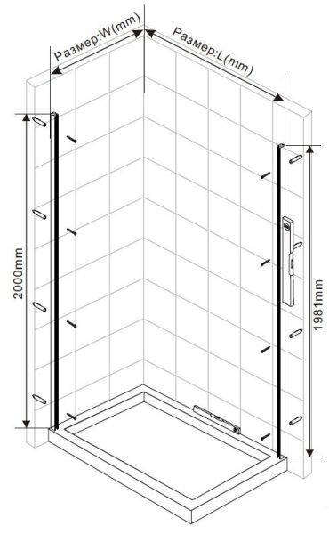 Душевой уголок Extra VSR-1E809010CLB, 800/900*1000, черный, стекло прозрачное