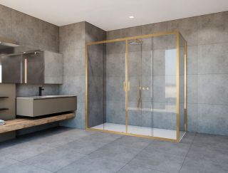 Душевой уголок Vincea Garda VSR-1G28017CLG, 1700*800, брашированное золото, стекло прозрачное