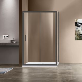 Душевой уголок Vincea Garda VSR-1G8014CLGM, 1400*800, вороненая сталь, стекло прозрачное