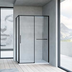 Душевой уголок Slim Soft VSR-1SS9010CLB, 1000*900, черный, стекло прозрачное