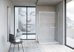 Душевой уголок Slim Soft VSR-1SS9012CLBN, 1200*900, брашированный никель, стекло прозрачное