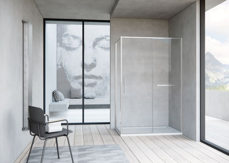Душевой уголок Slim Soft VSR-1SS9012CLBN, 1200*900, брашированный никель, стекло прозрачное