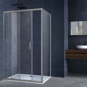 Душевой уголок Alpha VSR-3AL8012CLGM, 1200*800, вороненая сталь, стекло прозрачное