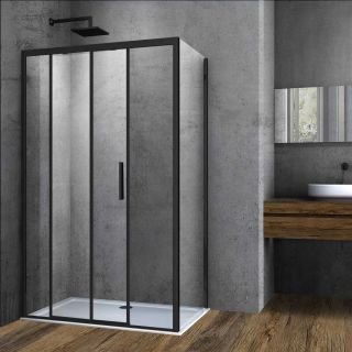 Душевой уголок Vincea Soft VSR-3SO9014CLB, 1400*900, черный стекло прозрачное