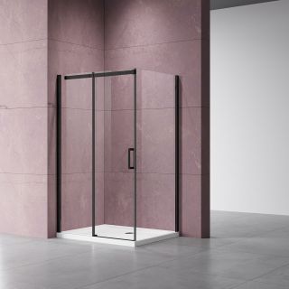 Душевой уголок Vincea Dice VSR-4D8014CLB, 1400*800, черный, стекло прозрачное