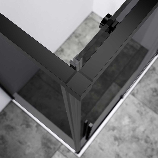 Душевой уголок Slim-N VSR-4SN8014CGB, 1400*800, черный, стекло тонированное