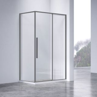 Душевой уголок Vincea Slim-N VSR-4SN8014CLGM, 1400*800, вороненая сталь, стекло прозрачное