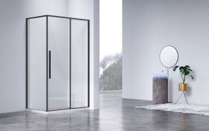 Душевой уголок Slim-N VSR-4SN9014CLB, 1400*900, черный, стекло прозрачное