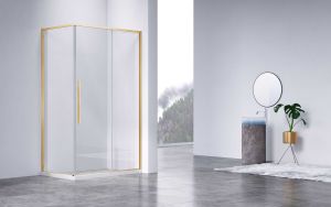Душевой уголок Slim-N VSR-4SN9014CLG, 1400*900, брашированное золото, стекло прозрачное