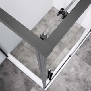 Душевой уголок Vincea Slim-N VSR-4SN9014CLGM, 1400*900, вороненая сталь, стекло прозрачное