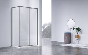 Душевой уголок Slim-N VSR-4SN9014CLGM, 1400*900, вороненая сталь, стекло прозрачное