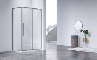 Душевой уголок Vincea Slim-N VSR-4SN9014CLGM, 1400*900, вороненая сталь, стекло прозрачное