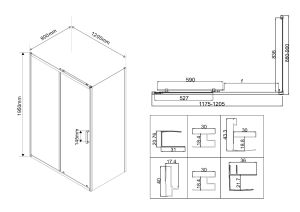Душевой уголок Vincea City VSR-5CT9012MT 120x 90 см