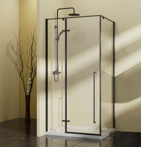 Душевой уголок Slim-N VSR-5SN1010CLB, 1000*1000, черный, стекло прозрачное