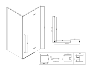Душевой уголок Slim-N VSR-5SN1010CLB, 1000*1000, черный, стекло прозрачное