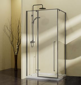 Душевой уголок Slim-N VSR-5SN9010CLGM, 1000*900, вороненая сталь, стекло прозрачное