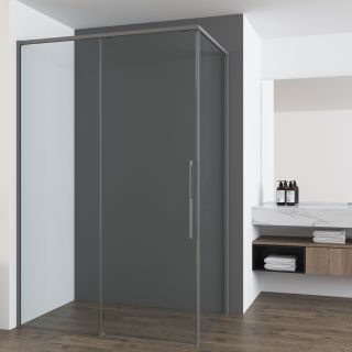 Душевой уголок Vincea Ultima VSR-7UL9014CLGM, 1400*900, вороненая сталь, стекло прозрачное