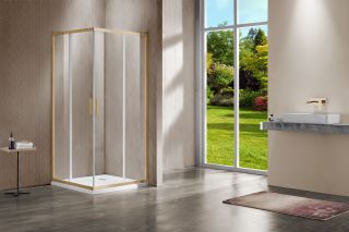 Душевой уголок Vincea Garda VSS-1G1112CLG, 1200*1100, брашированное золото, стекло прозрачное