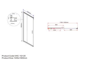 Душевой уголок Garda VSS-1G8012CGB, 1200*800, черный, стекло тонированное
